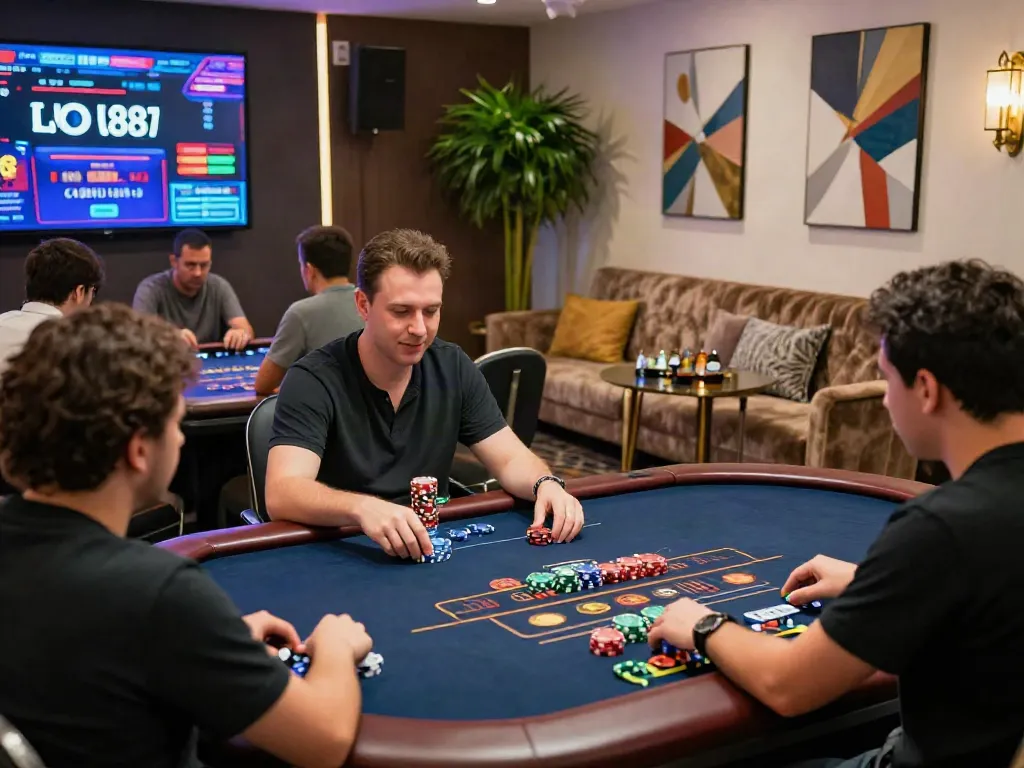 Engaging live casino atmosphere at LU88 with players and dealers.