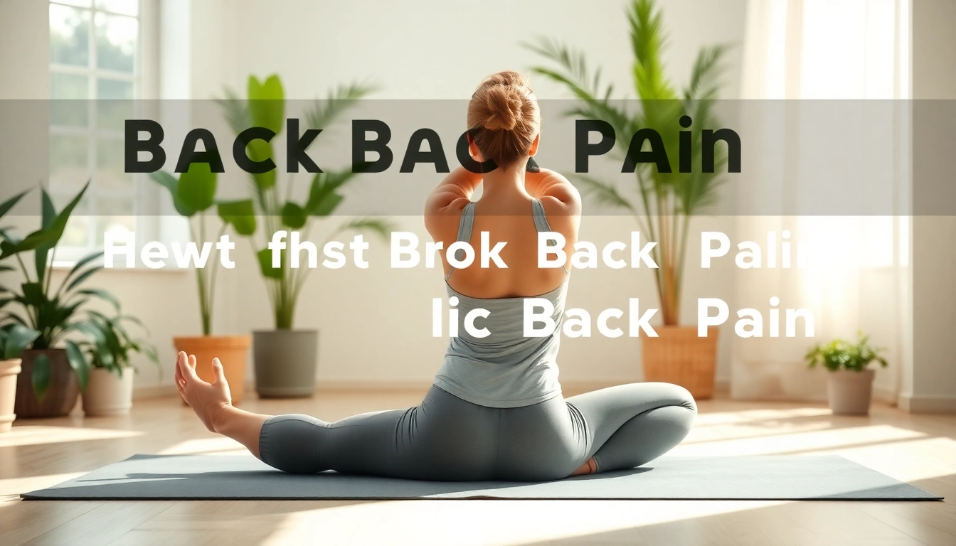 Learn how to get rid of back pain with an individual practicing yoga in a peaceful setting.