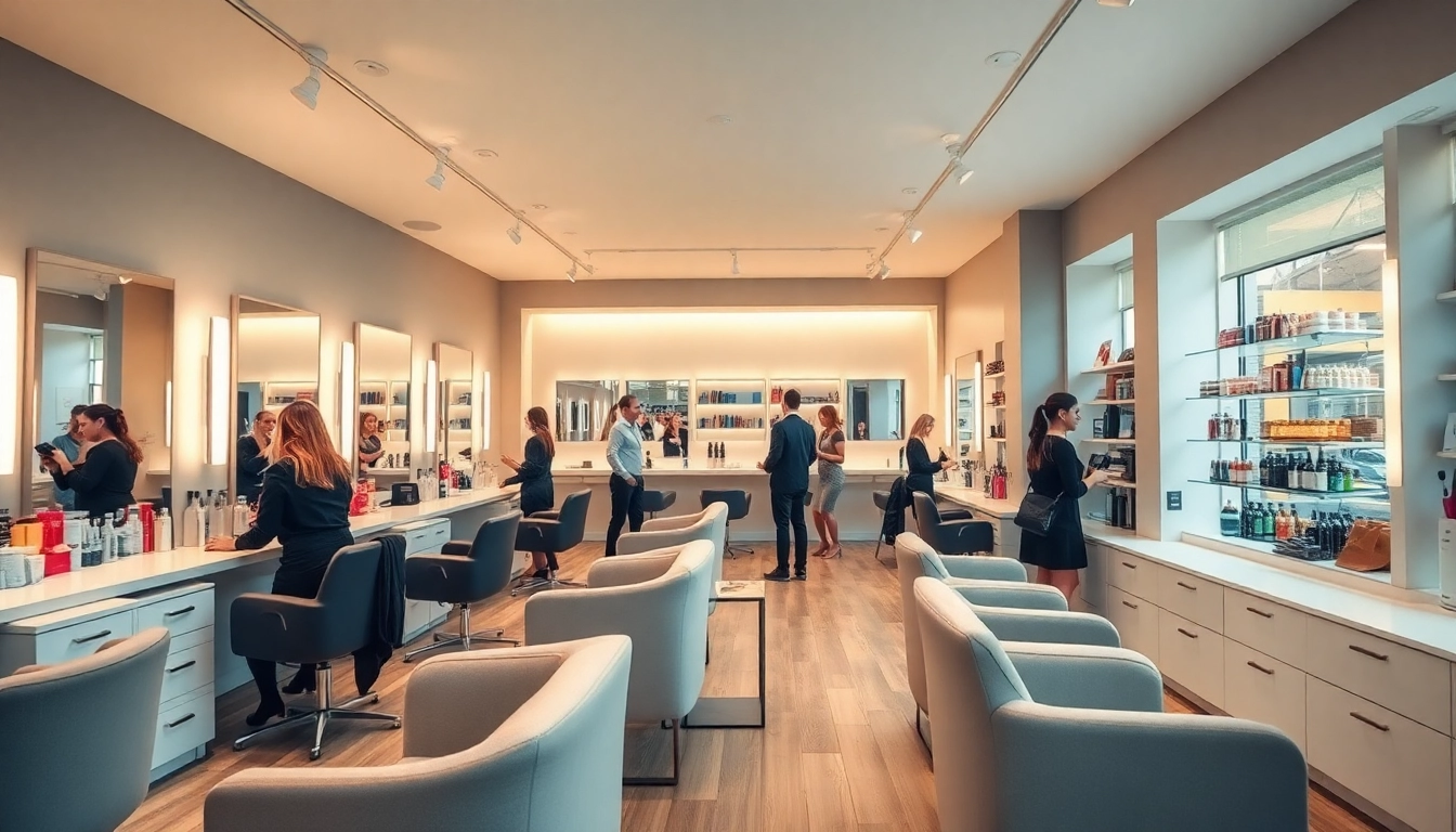 Interior view of recommended hair salons showcasing stylish decor and professional interactions.