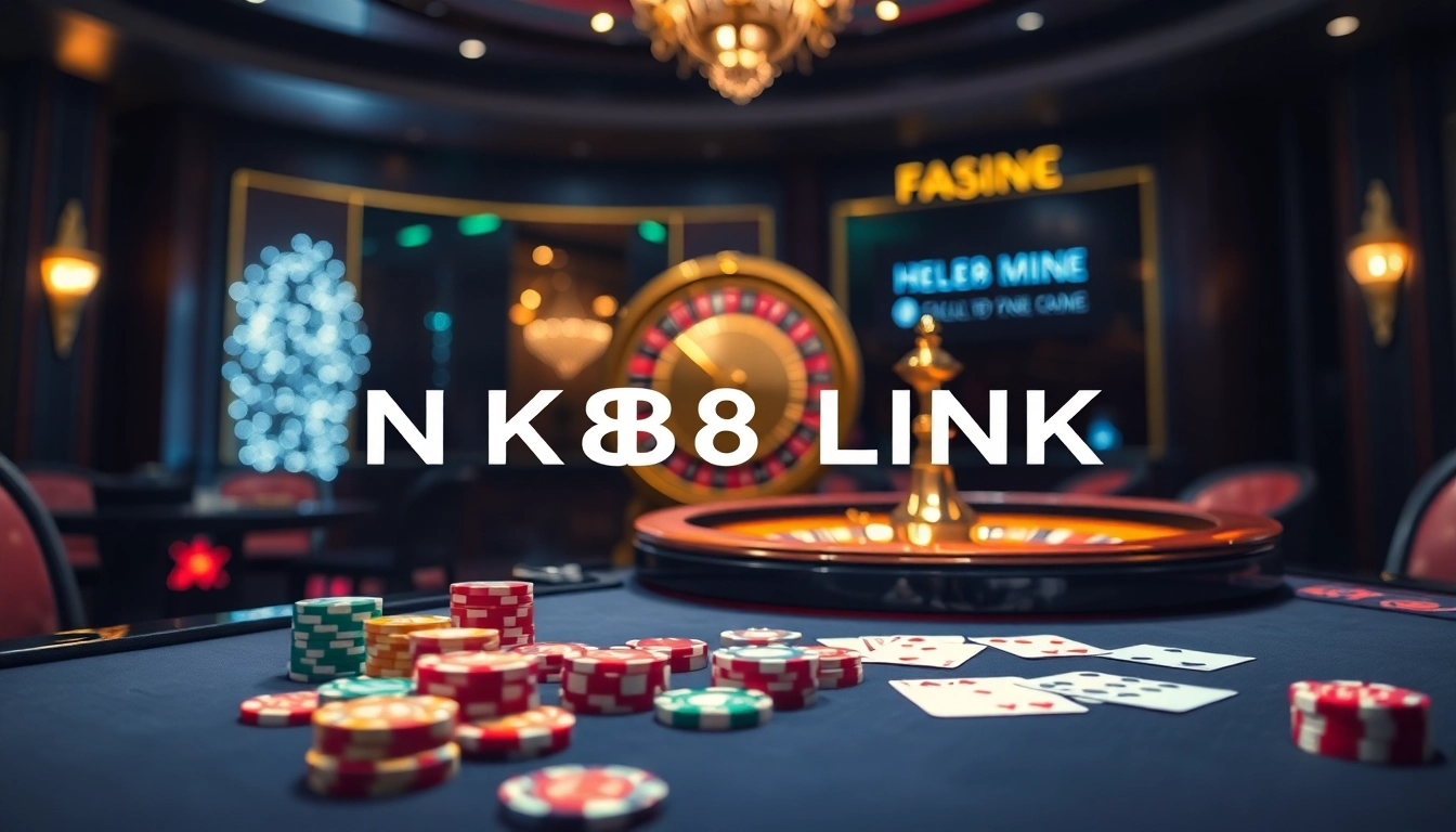 Engaging with the NK88 LINK at an elegant casino table filled with vibrant poker chips.