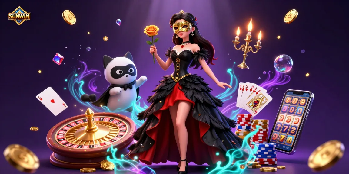 Experience the thrilling gaming action at SUNWIN with dynamic casino elements and a glamorous setting.