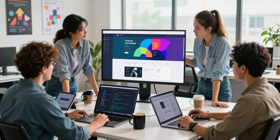 Web development agency Malaysia team collaborating in a vibrant workspace.