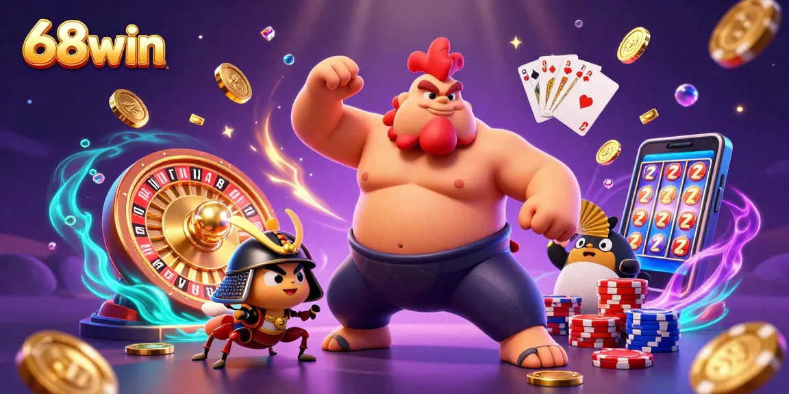 Explore the exciting 68win casino scene with dazzling characters and vibrant gameplay elements.