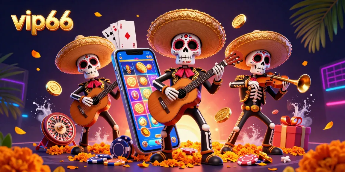 Engage with the vibrant world of vip66 through this colorful 3D casino scene featuring a mariachi band.
