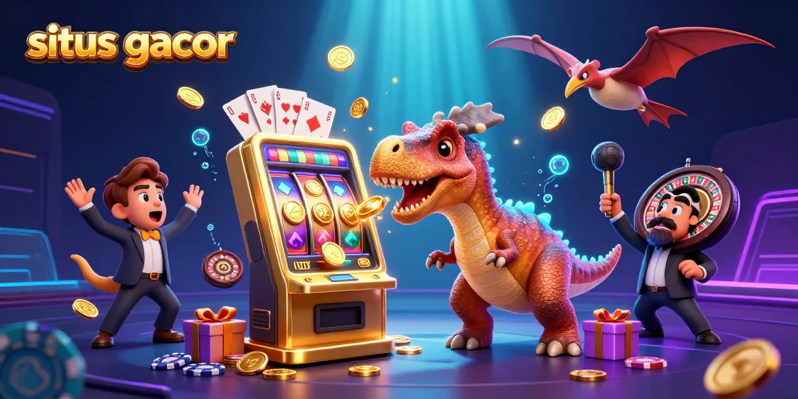 Experience the thrill at situs gacor with vibrant characters and a dynamic casino scene featuring jackpots and gameplay elements.
