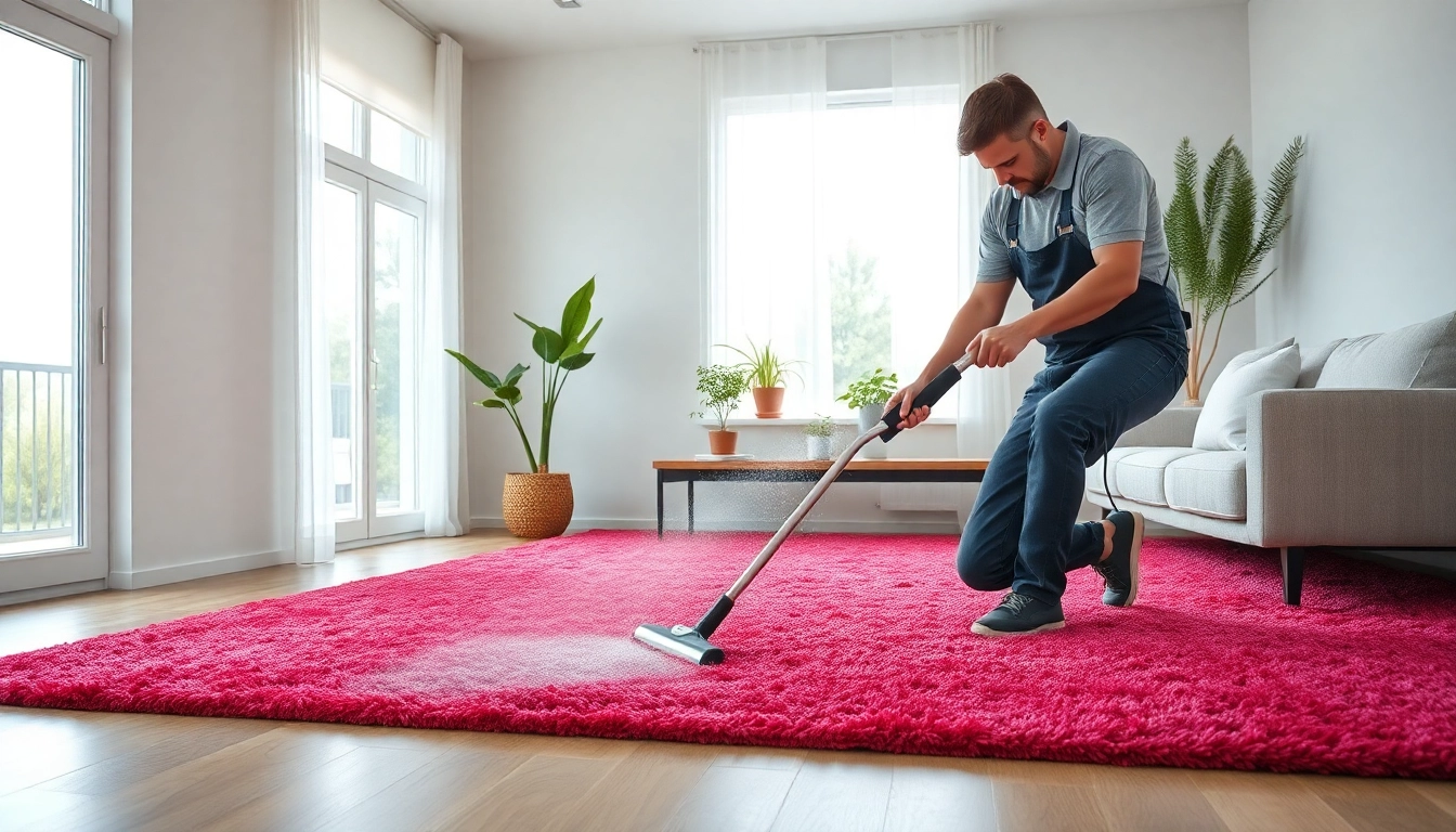 Providing expert carpet cleaning services in Glasgow with a technician in action.