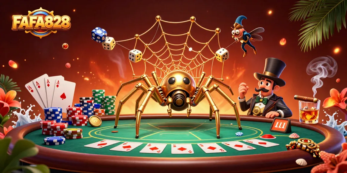 Experience FAFA828's thrilling gameplay with a dynamic steampunk casino scene packed with rich visual elements.