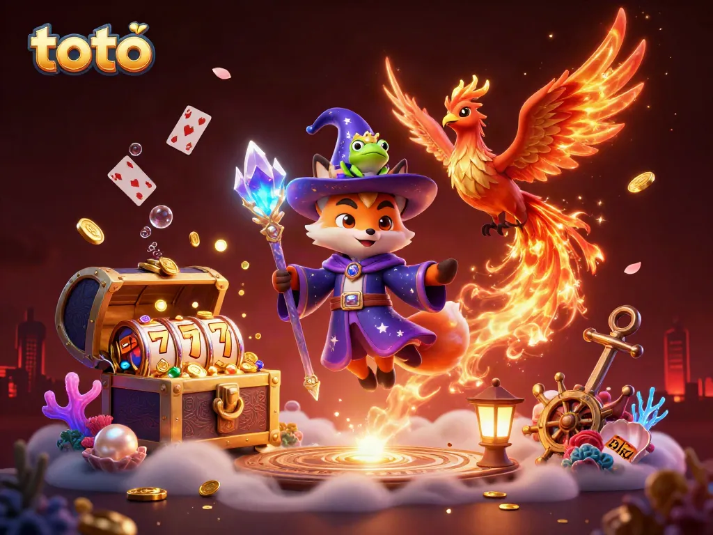 Experience a vibrant casino scene featuring the mystical wizard fox and his companions celebrating winning moments in toto.