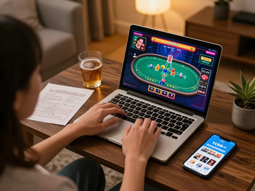 Engaging in online gaming with tt88 app, showing live dealer action.