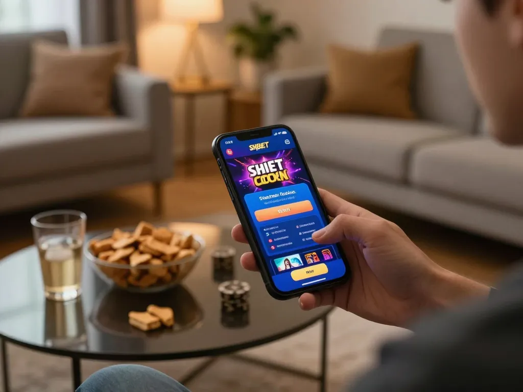 Enjoying thrilling gameplay on SHBET COM casino app from a cozy home setup.