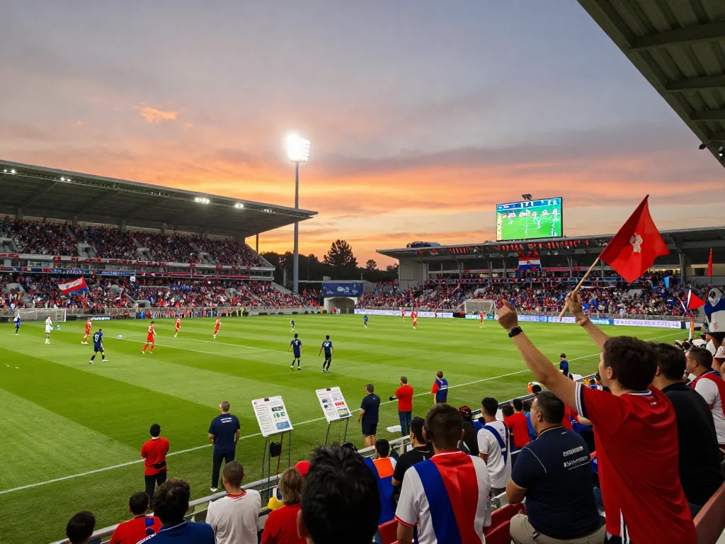 Exciting live football match with fans cheering and real-time scores on display at nowgoal.