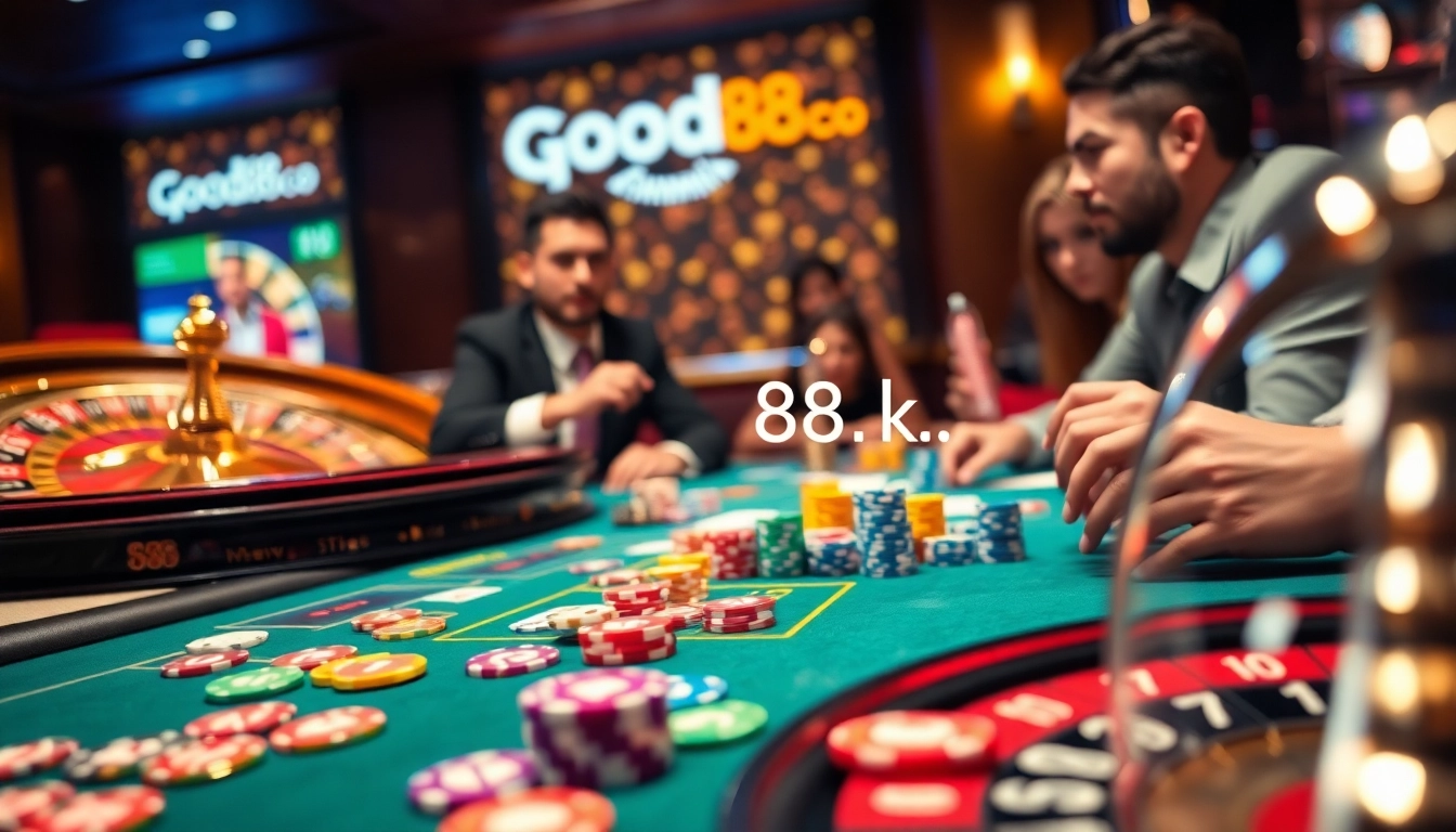 Experience the excitement of gambling at https://good88k.co/ with vibrant poker chips and roulette action.