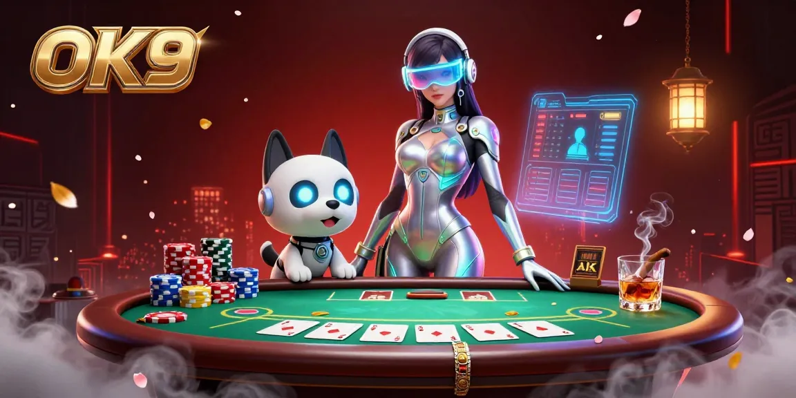 Bet on your future with OK9's unique gaming experience featuring a glowing casino interface.