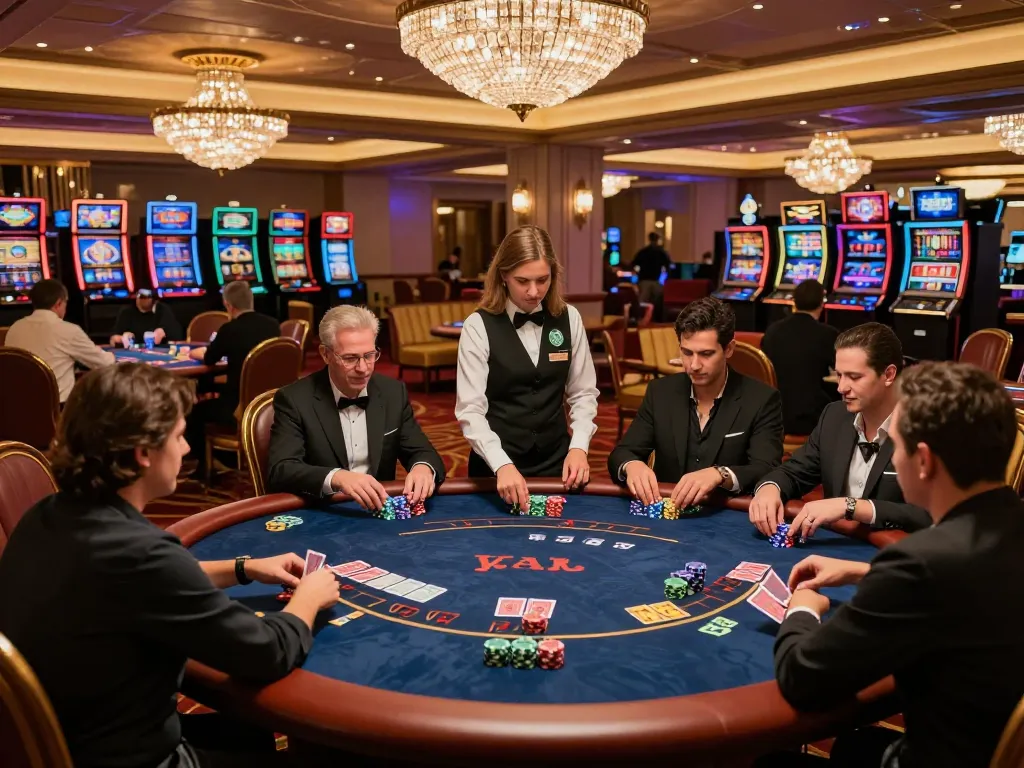 Players enjoying poker at 789F casino with vibrant chips and cards in play, showcasing excitement and strategy