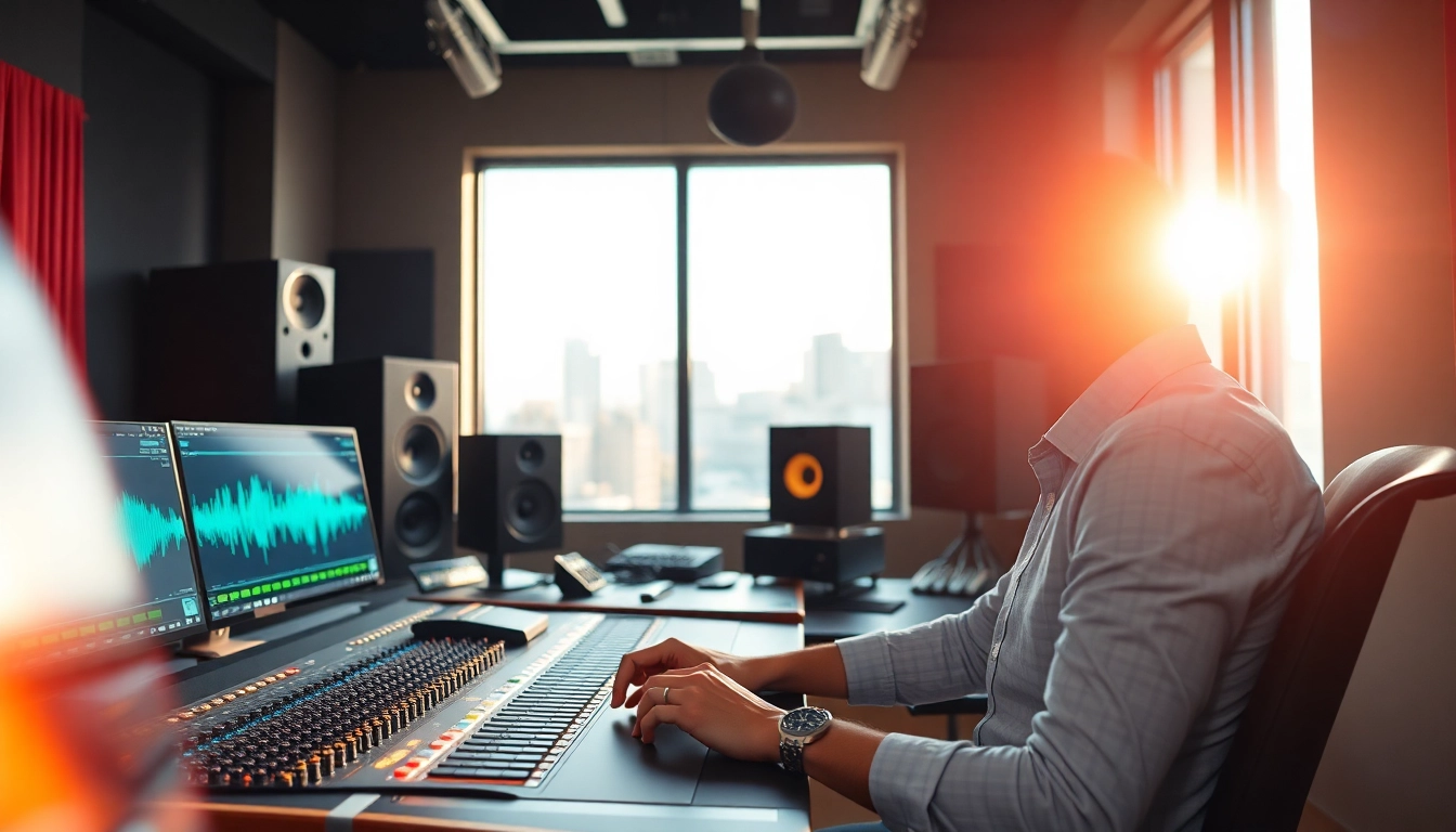 Showcasing online mastering services in a professional sound studio with audio equipment.