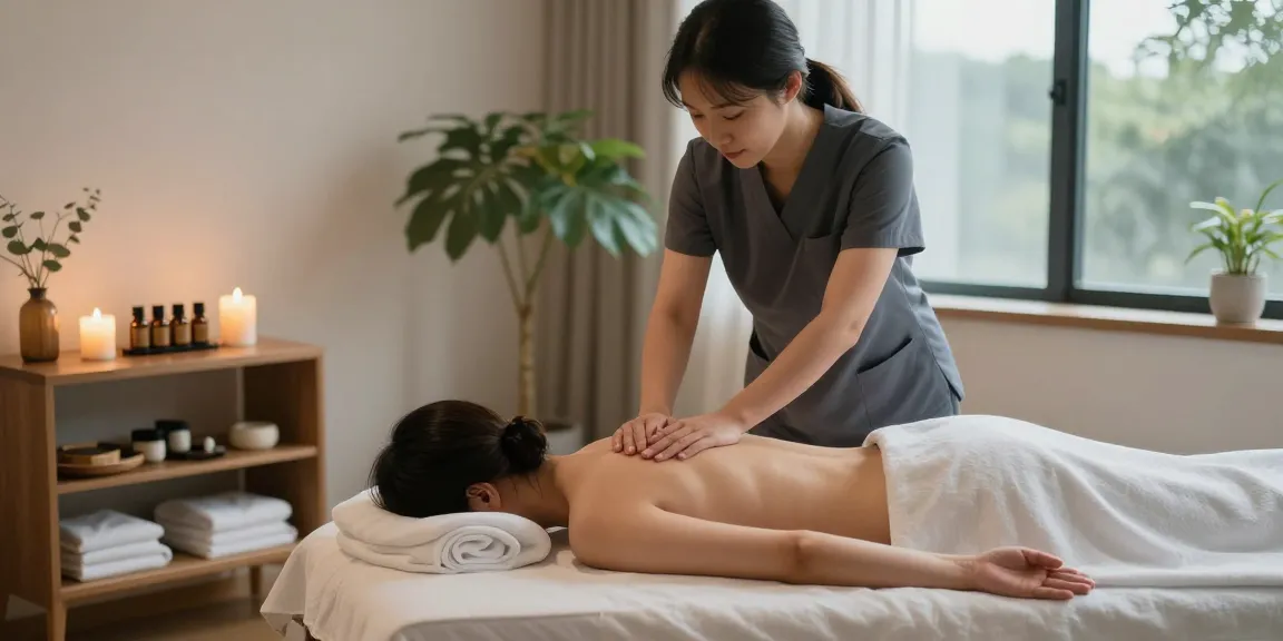Experience calming 양천구출장마사지 in a serene home setting, showcasing relaxing ambiance and professional care.