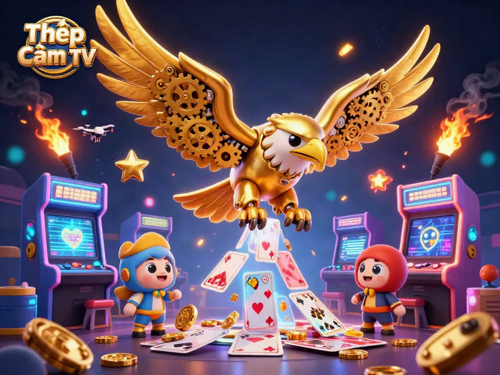 Engage with Thập cẩm TV in an immersive 3D casino adventure featuring dynamic gaming elements.