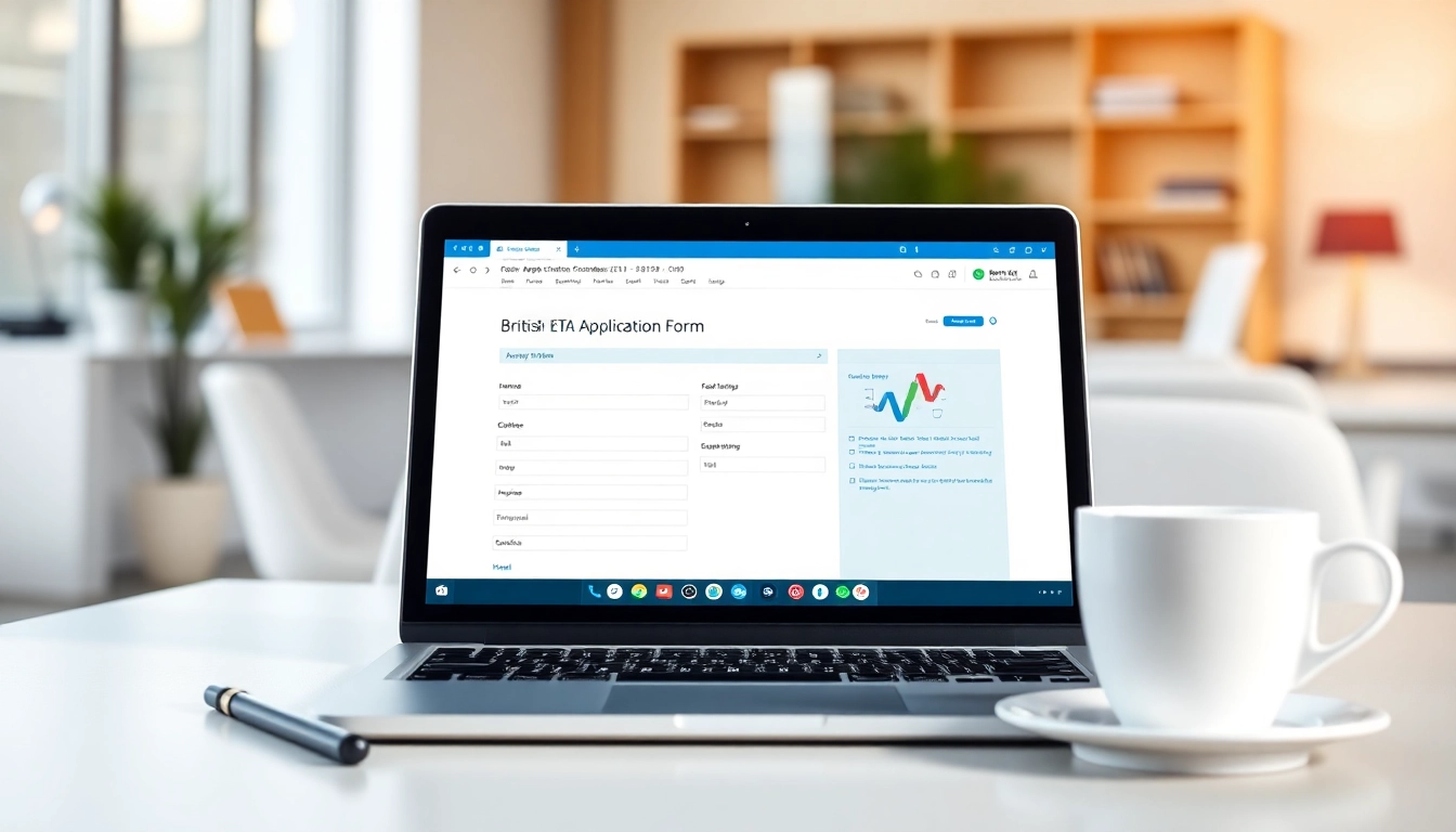 Submitting the eta uk application form using a professional digital workspace interface.