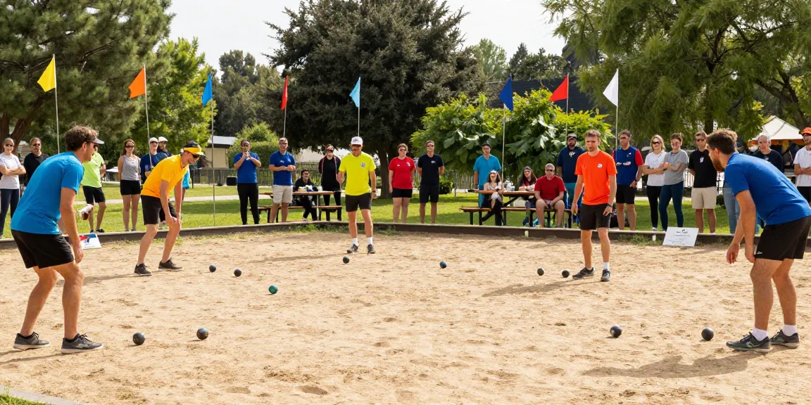 Community petanque players enjoying a match at fopikotapontiana.org outdoor tournament.