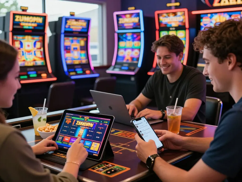 Exciting Zumospin casino experience illustrating players enjoying games, highlighting zumospin legaal in nederland.