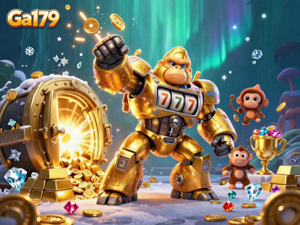 Experience thrilling jackpots at Ga179 with a golden gorilla mech and treasure galore!