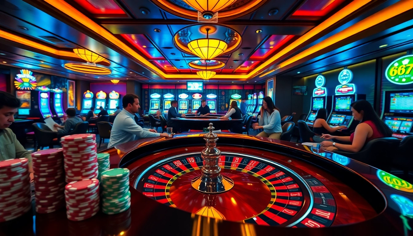 Excited gamblers placing bets at the roulette table in the luxurious 68VIP casino.