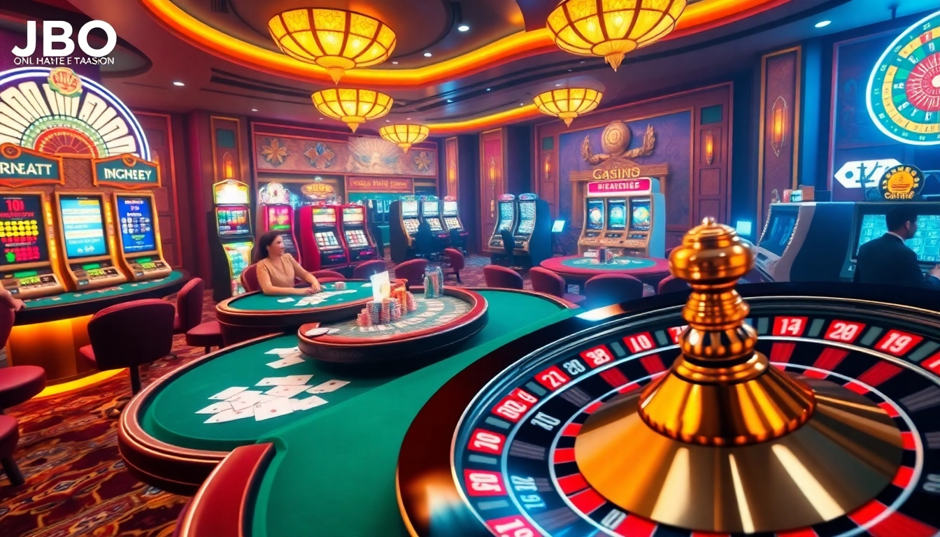 Engaged players experience thrilling games at JBO Vietnam's upscale casino environment.