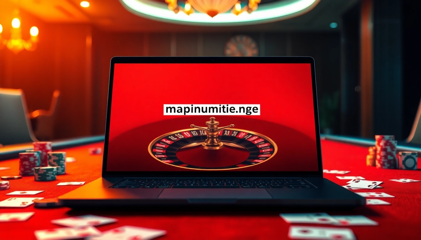 Experience the thrill of online gambling at https://nhacaiuytin.news/ showcasing a luxurious casino atmosphere with cards and chips.