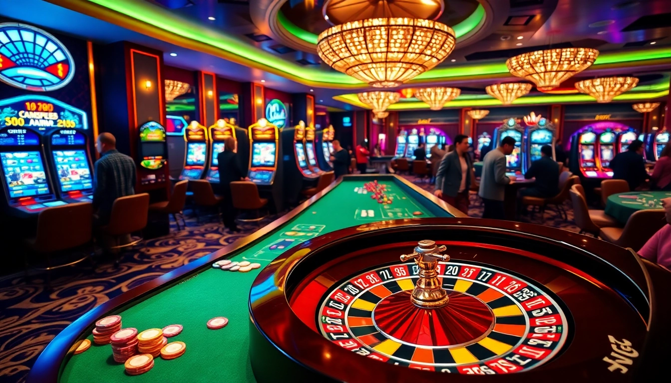 Experience the thrill of fun88 casino games with vibrant roulette and slot machines.
