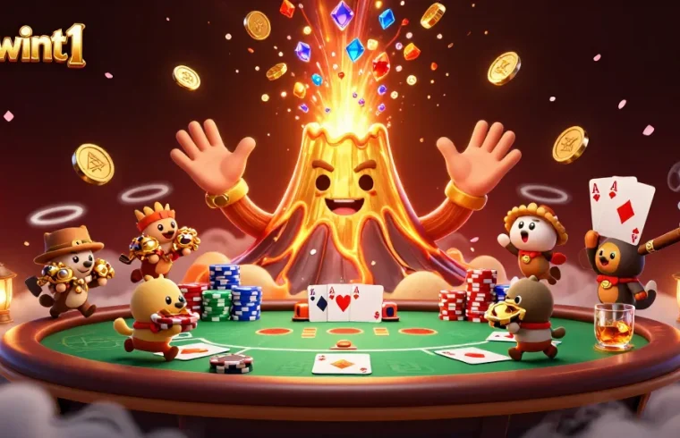 Win big with sunwint1 as the golden volcano erupts treasure in a vibrant casino scene.